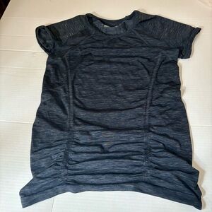ATHLETA Heathered Navy Speedlight Athletic Top